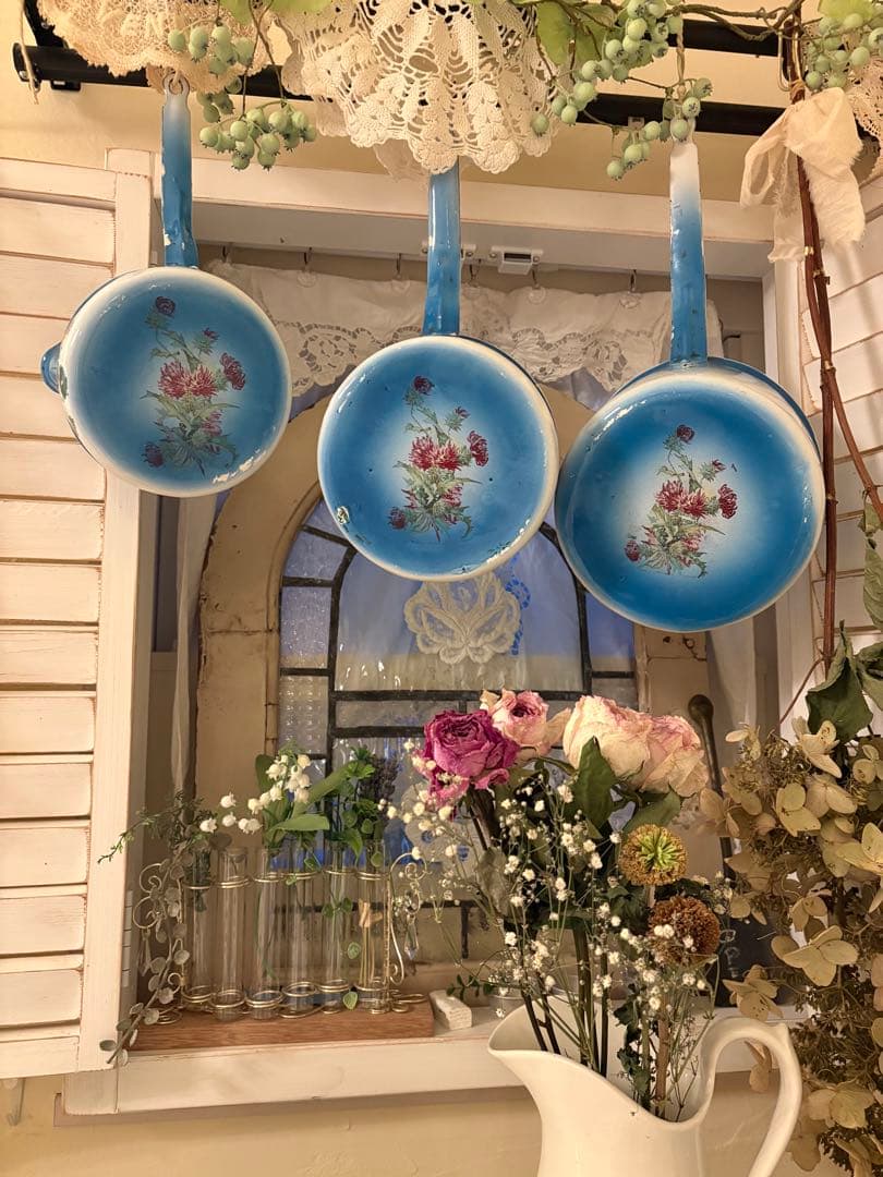 フランスアンティークホーロー♡JAPY社 ウェディングセット一部 片手鍋