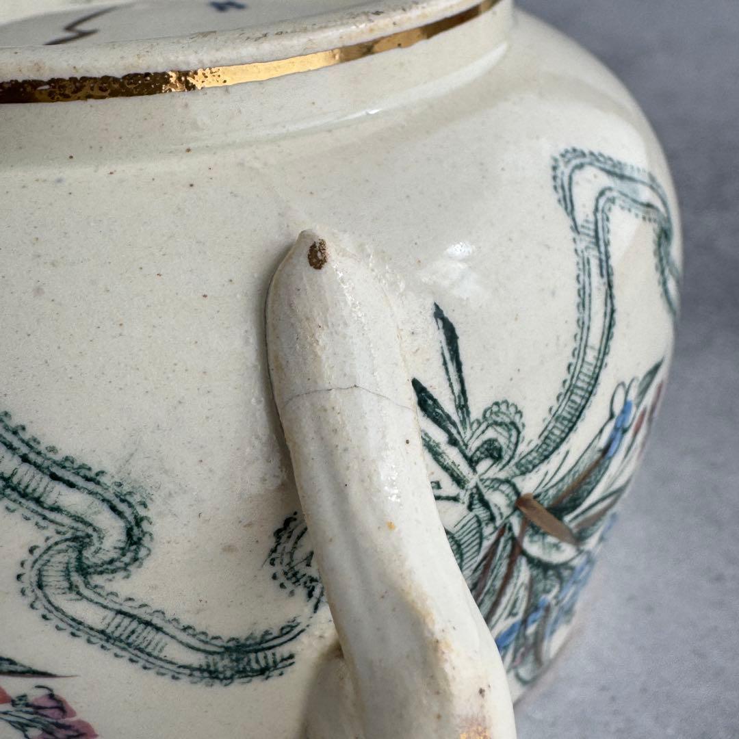 フランスアンティーク クレイユモントロー リボンと勿忘草 ティー