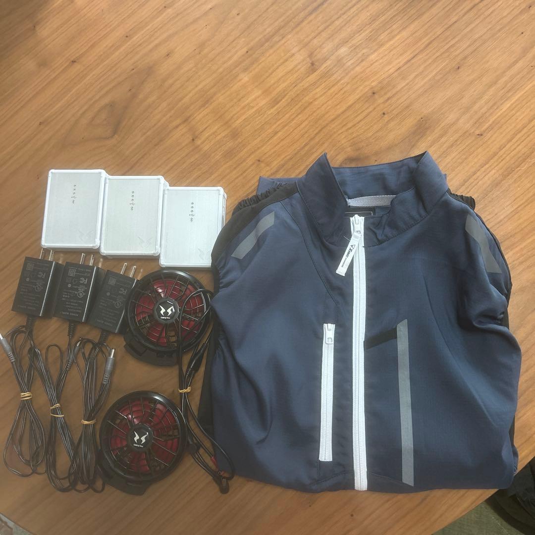 空調服セット一式　空調服はLLサイズ 19:00までのタイムサービス！！ フルセット】空調服®パワーファンスターターキット+空調服®難燃長袖