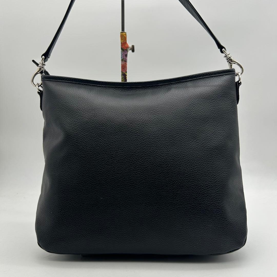 未使用級 キタムラ ショルダーバッグ 2way レザー 黒 Kロゴ 斜め掛け