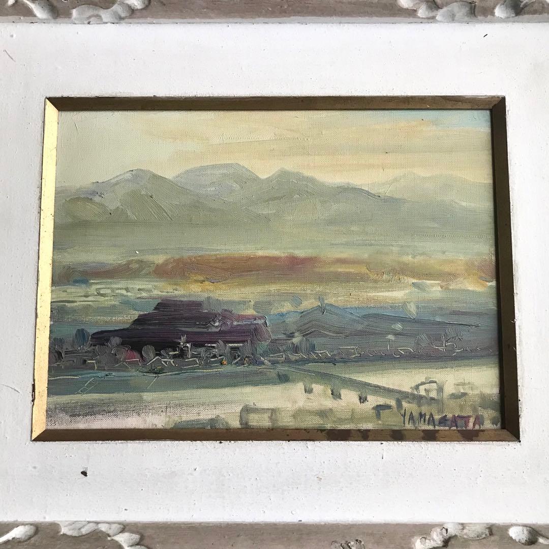 岡山県・津山市出身 洋画家 山形弘『津山風景』 油絵 ✳︎直筆サイン