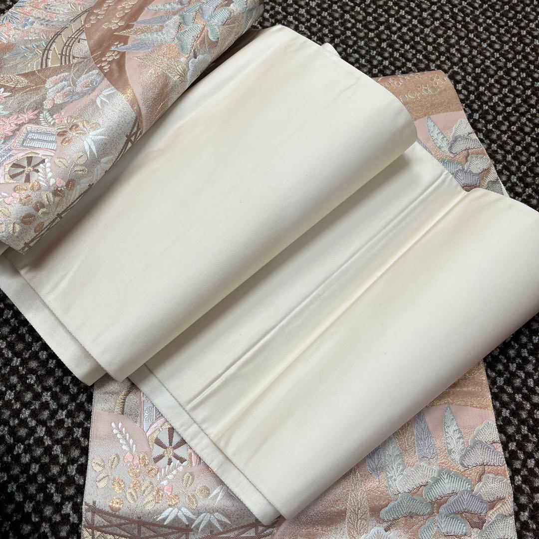 極美品】正絹 袋帯 豪華金糸 御所車・四季の花々 六通 訪問着・色無地