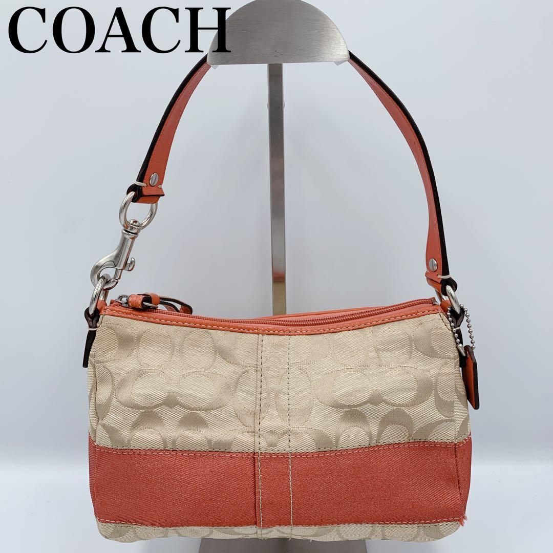 COACH コーチ ハンドバッグ アクセサリーポーチ シグネチャー レッド
