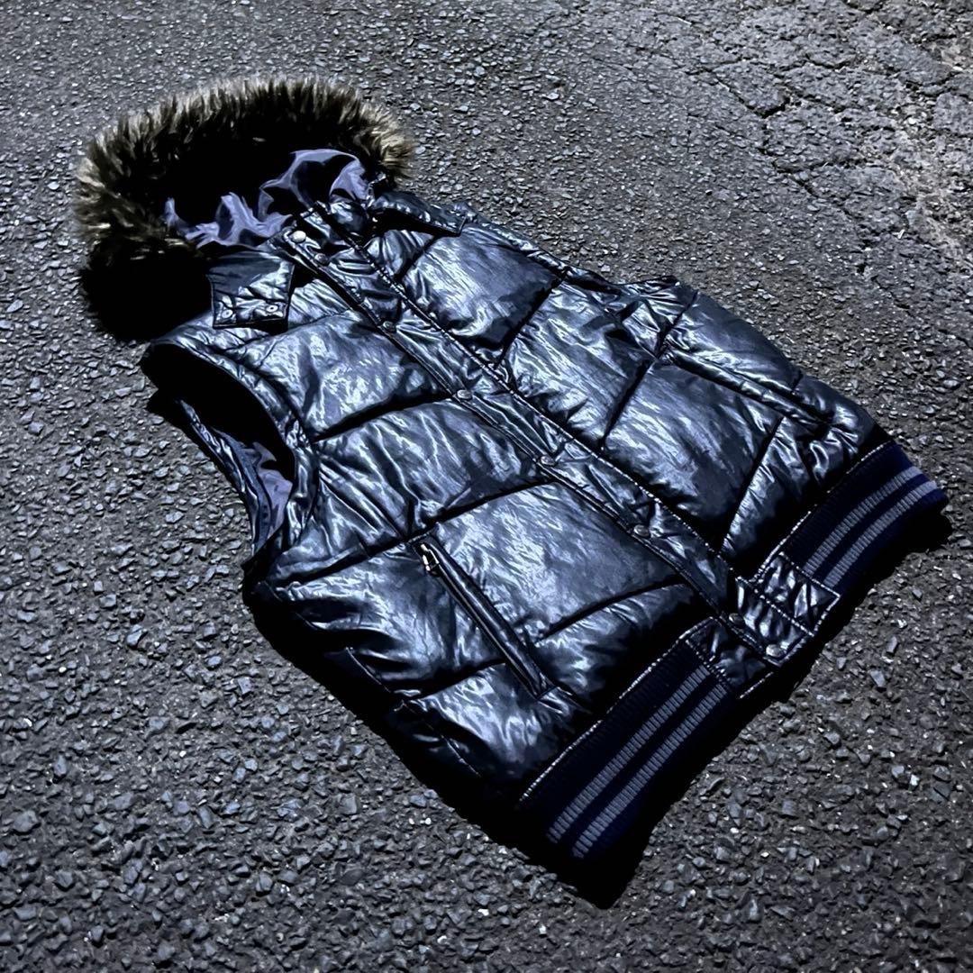 最安値❗️ 00s Y2K ファーダウンベスト 平成 グランジ ギャル男 お兄