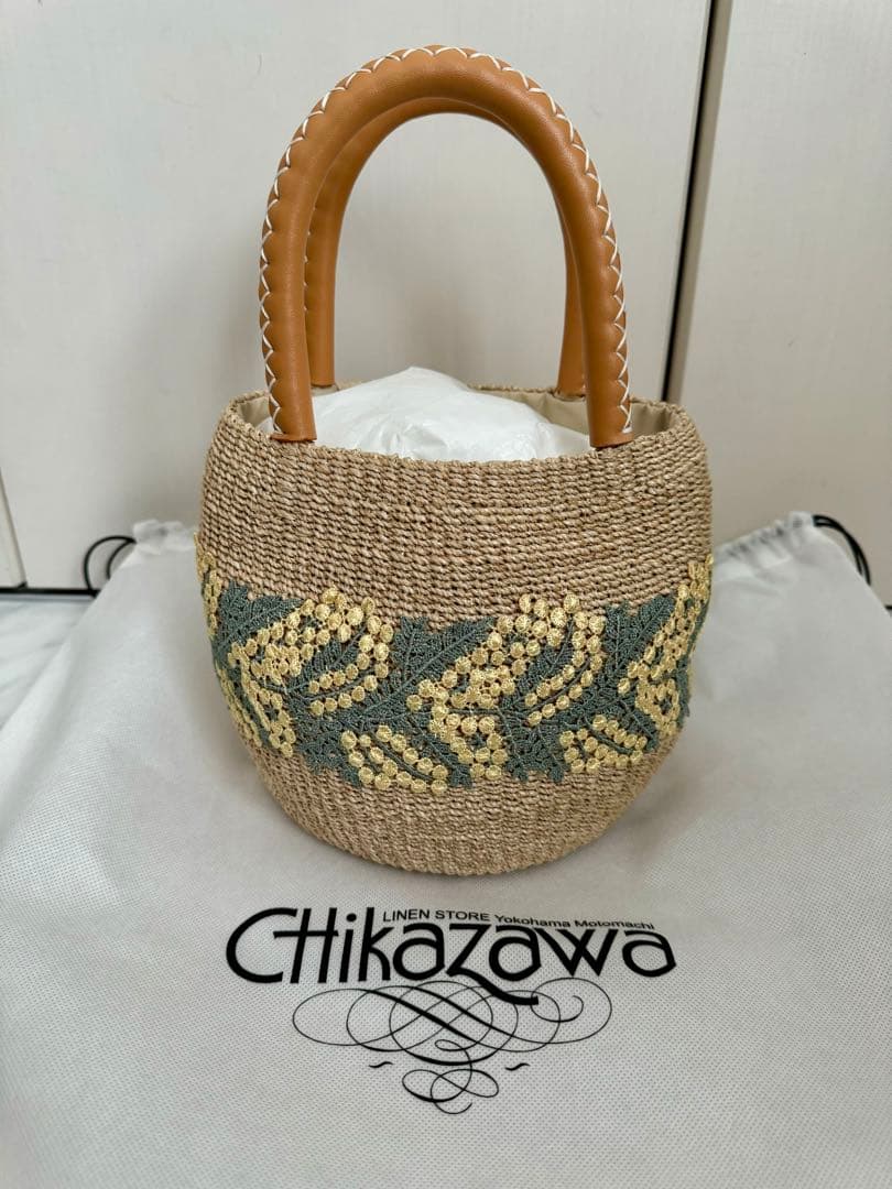 新品同様 近沢レース ミモザ カゴバッグ 今期 ハンカチ フェイラー