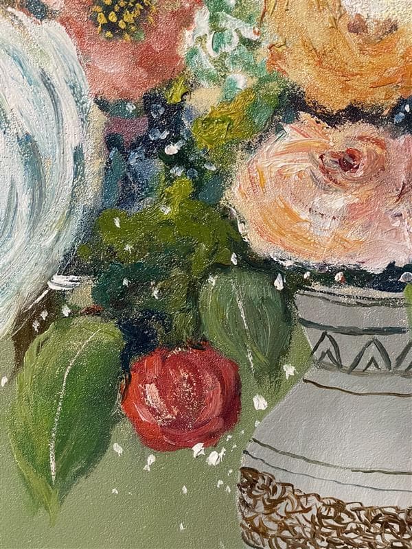 「真作」小宮山恒男「花」静物画　油彩画　額装　サイン有り　F10号