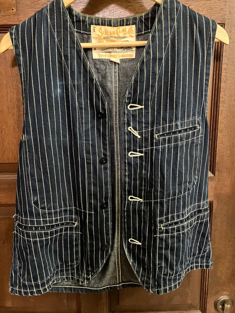 シュガーケーンウォバッシュベストsugar caneベスト SUGAR CANE シュガーケーン ウォバッシュ ストライプ ベスト メンズ