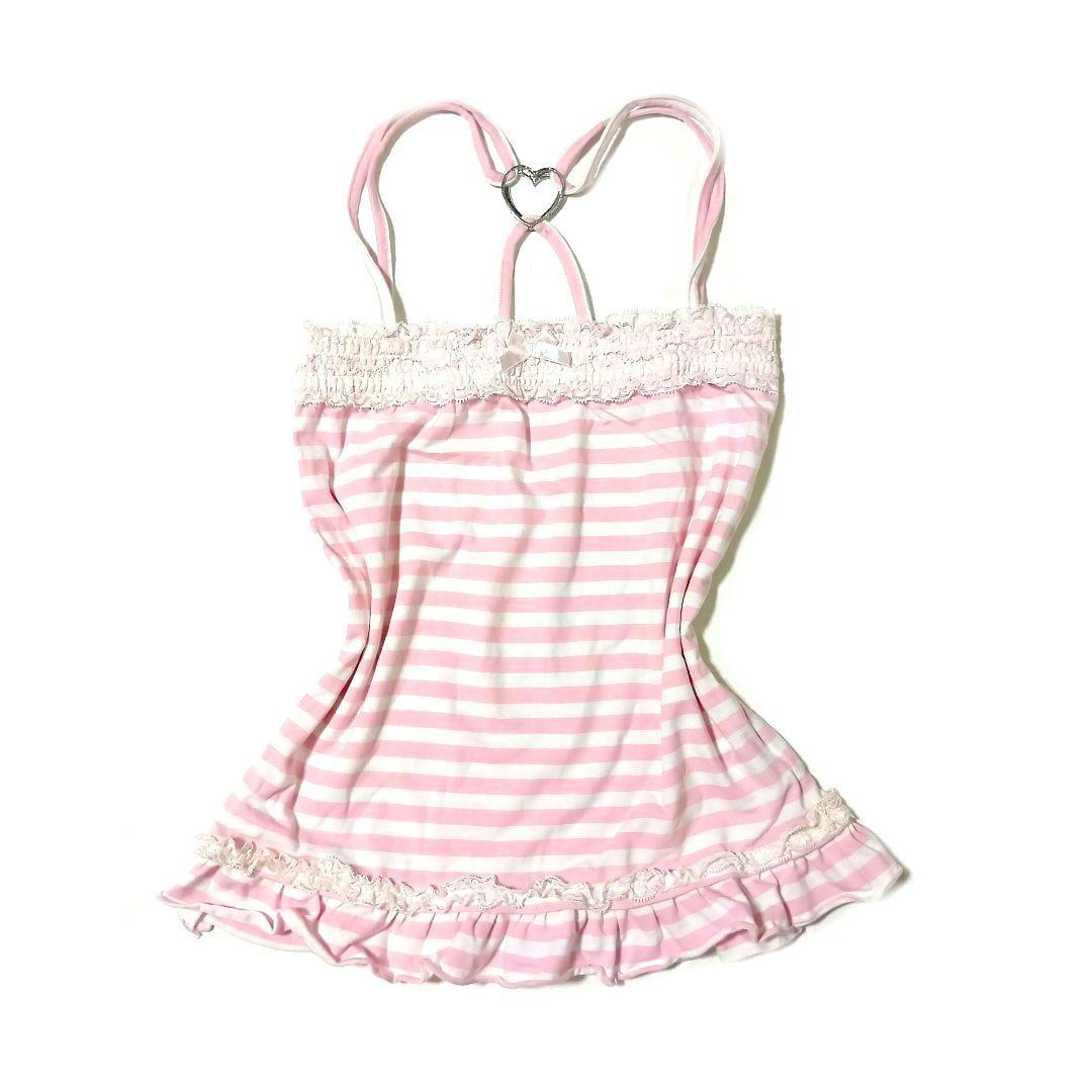 希少00s TRALALA トゥララ リボン レース フリルキャミソール姫系 激レア 当時物】LIZ LISA トゥララ TRALALA 姫ギャル コルセット