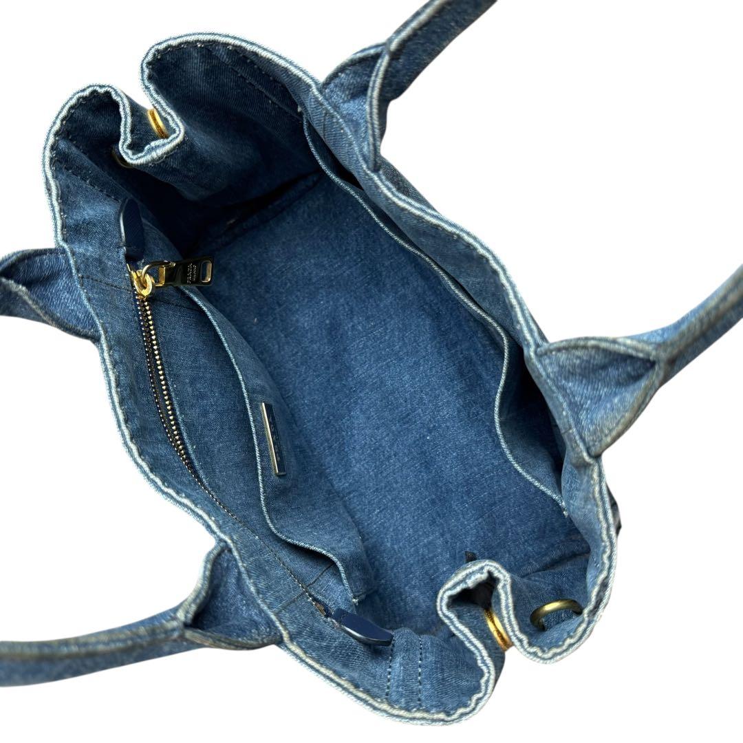 良品✨プラダ PRADA カナパ S トートバッグ デニム ブルー 三角ロゴ