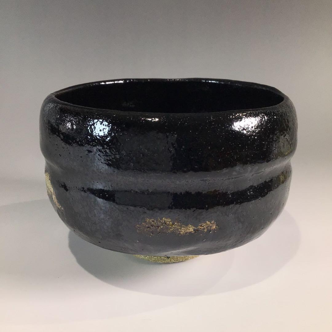 P679 黒楽茶碗 『佐々木松楽造』『大徳寺 福本積應 箱書』 共箱