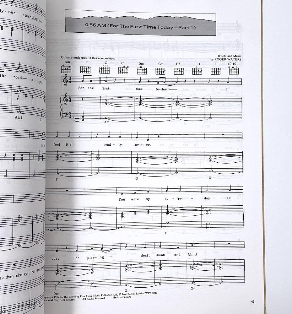 絶版本 楽譜 スコア ロジャー・ウォーターズ ヒッチハイクの賛否両論