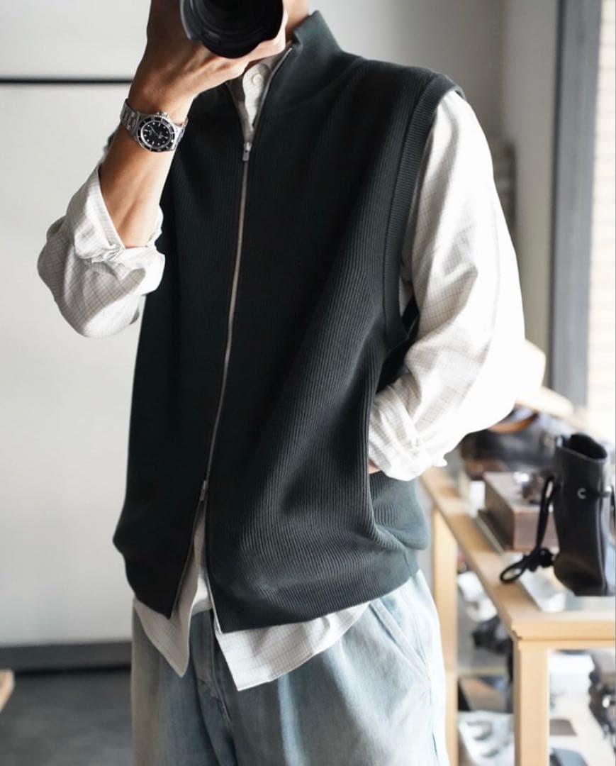 トップス BATONER SUPER HIGH TWIST DS VEST Men SUPER HIGH TWIST WOOL DRIVERS VEST - BATONER｜ONLINE STORE