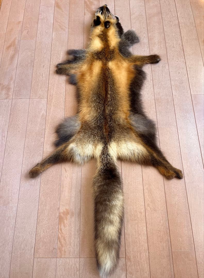 超希少 幻の十字ギツネ / クロスフォックス リアルファー C5★ラグ 毛皮 超希少 幻の十字ギツネ / クロスフォックス リアルファー C4☆ラグ