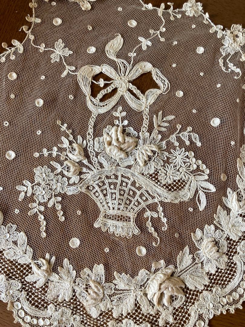 フランスアンティーク立体の花びら チュールレース ウエディング用