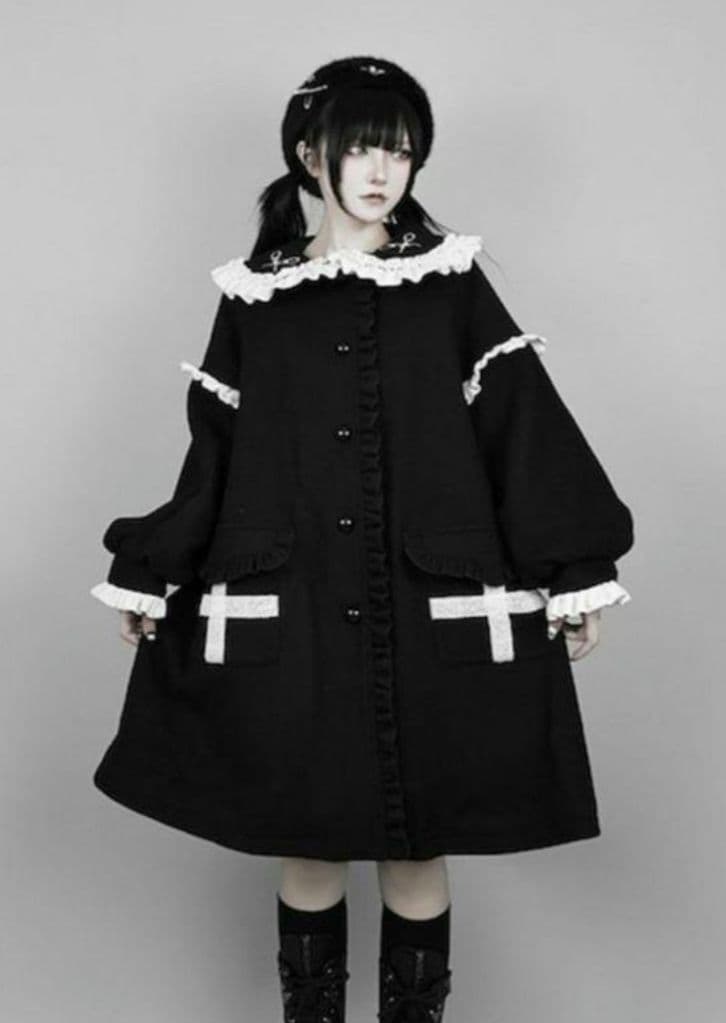 DimMoire 十字の誓いフリルコート　ロングコート DimMoire ディムモアール 十字の誓い フリル コート【Black】 - メルカリ