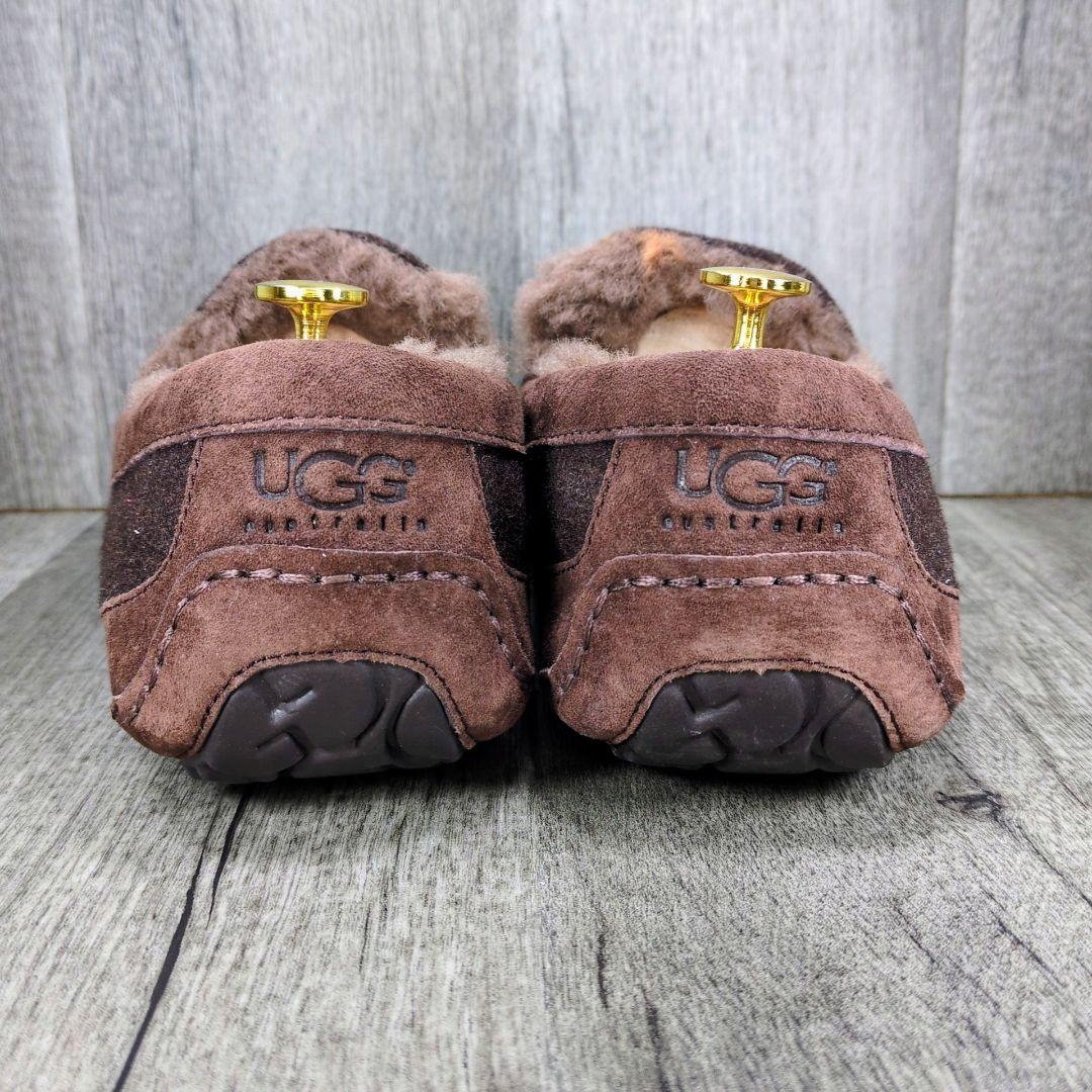 UGG 27.0cm モカシン ウール調 テキスタイル ブラウン Z004