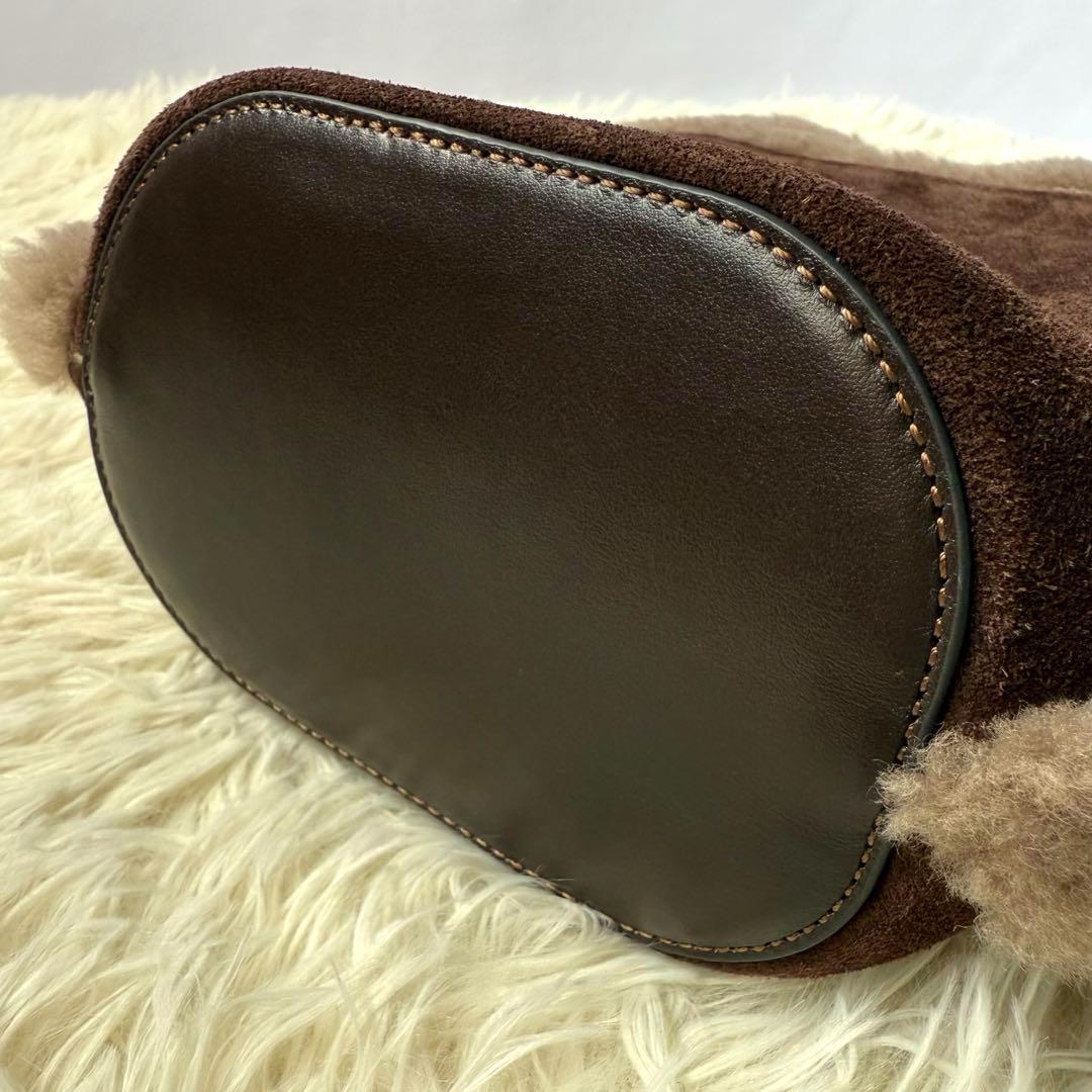 極美✨アニヤ アイズ 巾着 ハンド ショルダーバッグ ボア スエード