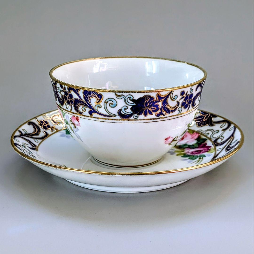 オールドノリタケ銘品!! 金彩藍帯薔薇図紋 キャビネットカップ