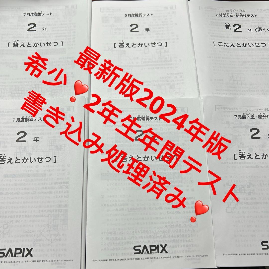 ㉔ま　希少　サピックス　SAPIX 2年　年間テスト　書き込み処理済み❣️ SAPIX サピックス 2024年 6年生.年間分テスト - メルカリ
