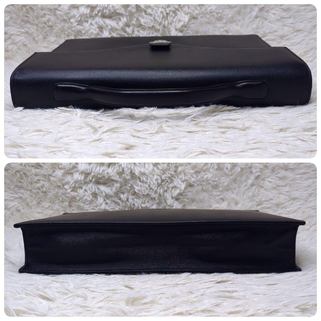 美品✨ダンヒル サイドカー ダレスバッグ レザー 黒 A4収納可 ロゴ