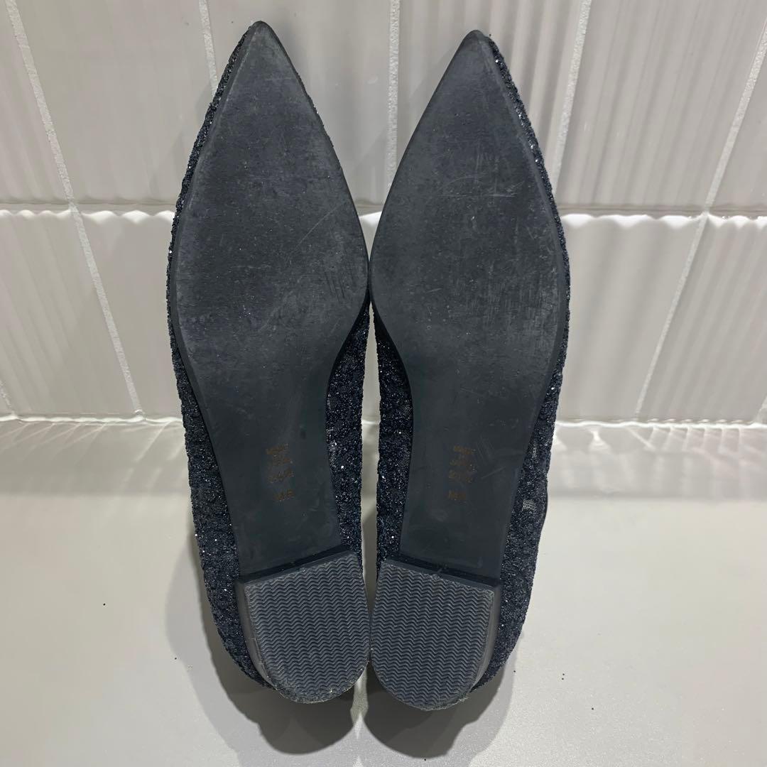 美品✨DIANA グリッター チュール パンプス ブラックラメ 24.5cm