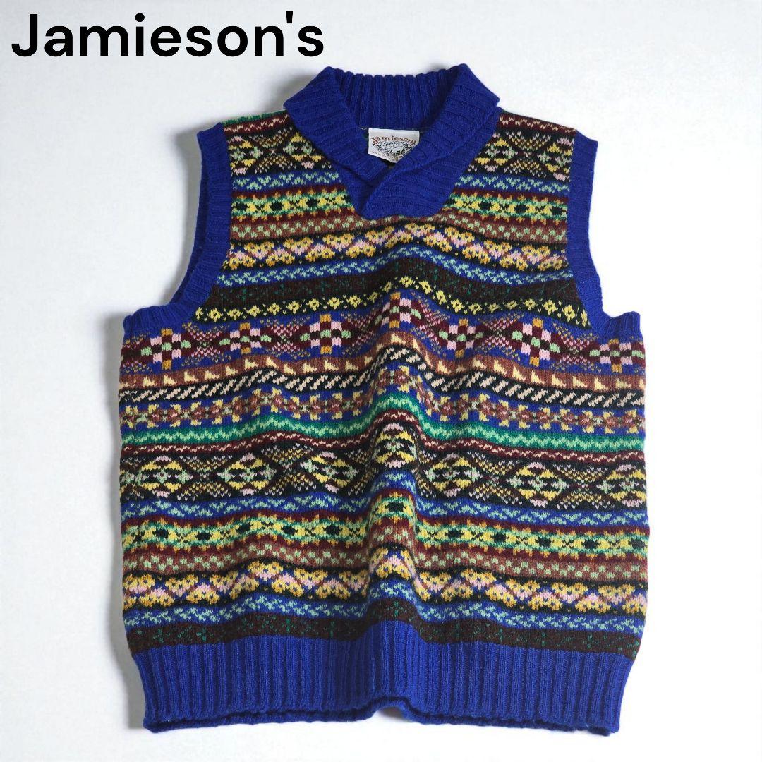 Jamieson's ジャミーソンズ　スコットランド製 ベスト Jamieson's of Shetland JAMIESON'S ジャミーソンズ フェアアイル柄 V