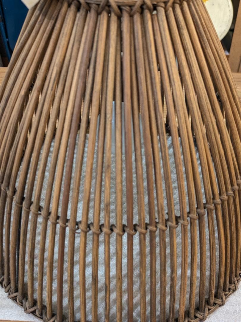 廃盤希少】 東京メタル工業 ペンダントライト 照明 ラタン 籐 茶