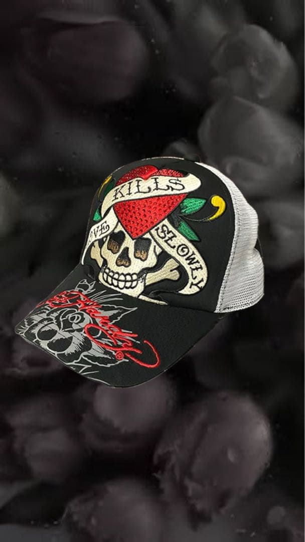 Ed Hardy スカル ハート刺繍キャップ - メルカリ
