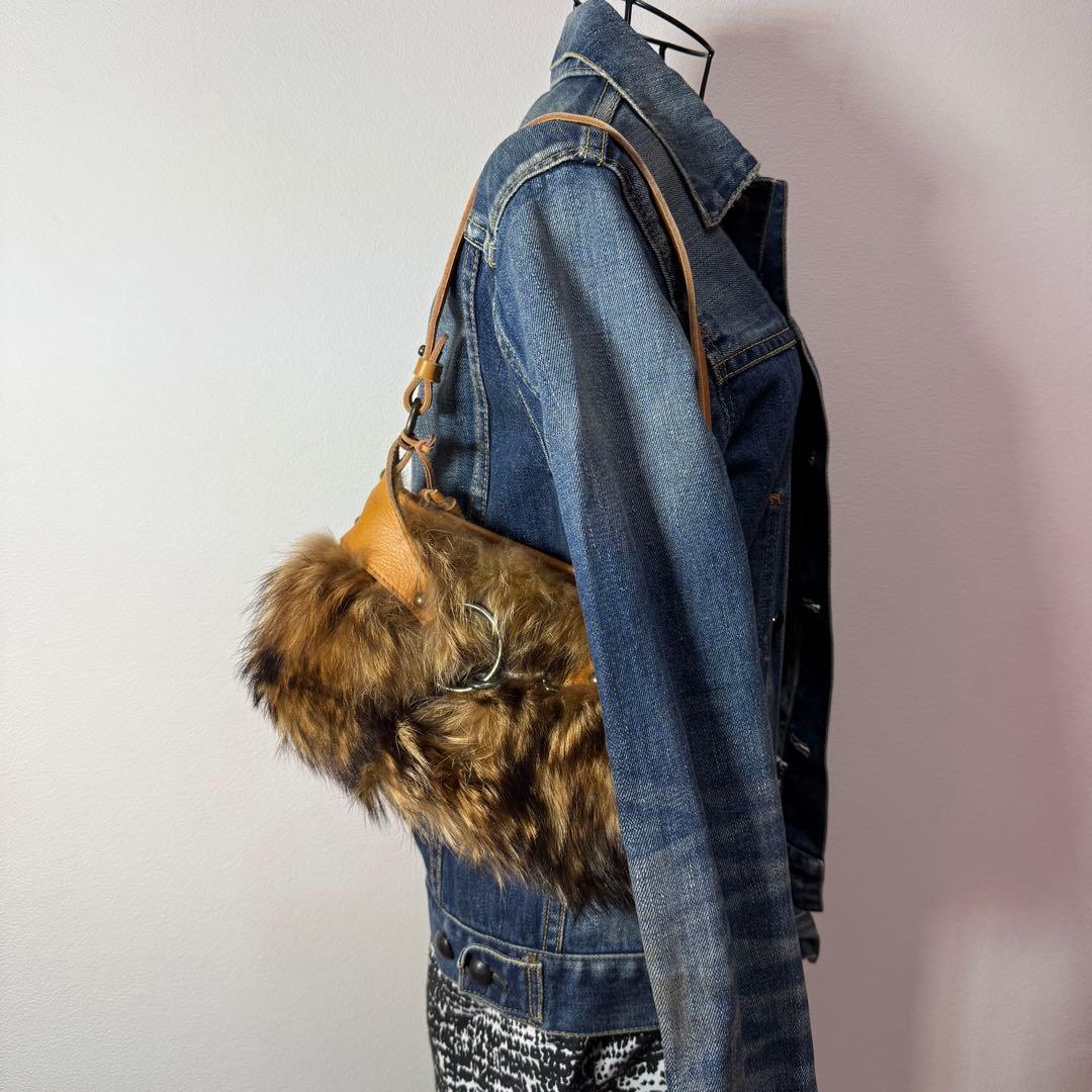 00s archive 本革 ファーバッグ Y2K 平成ギャル リアルレザー - メルカリ