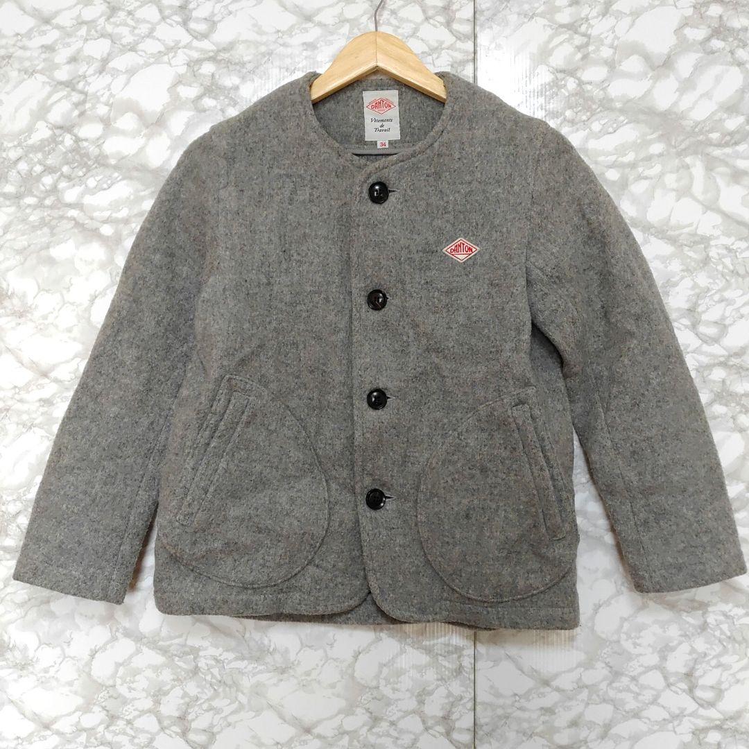 DANTON ノーカラージャケット コート アウター 毛混 34 - メルカリ