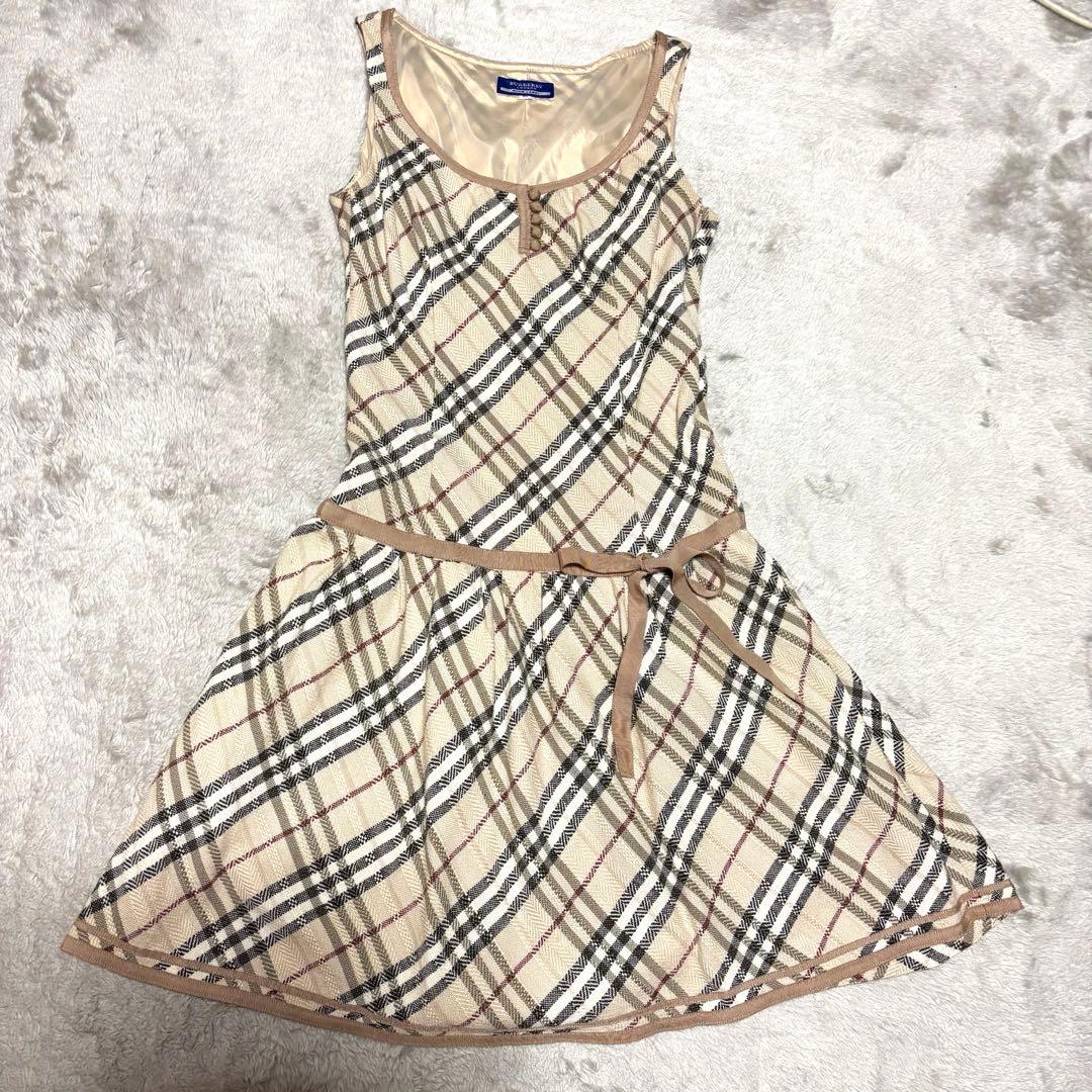 希少 バーバリー ブルーレーベル ワンピース ノバチェック 36サイズ