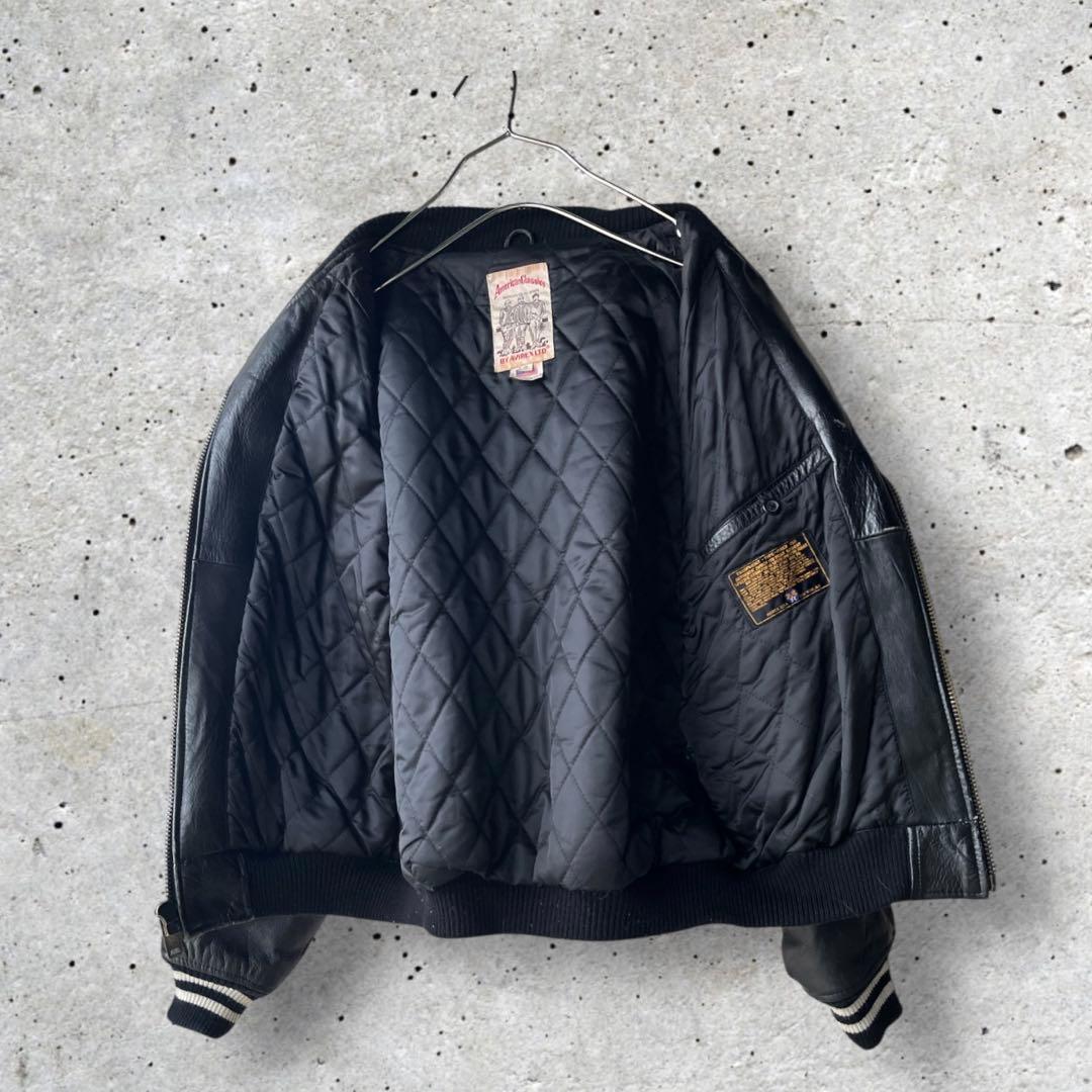 希少 AVIREX アヴィレックス レザースタジャン S ワッペン オール