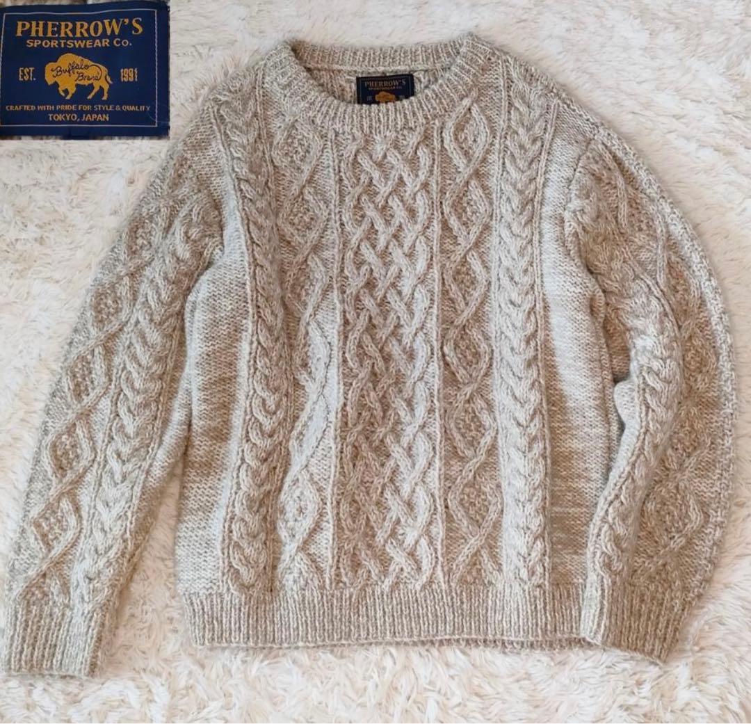 PHERROW'S ケーブルニットセーター ベージュ PHERROW'S フェローズ 