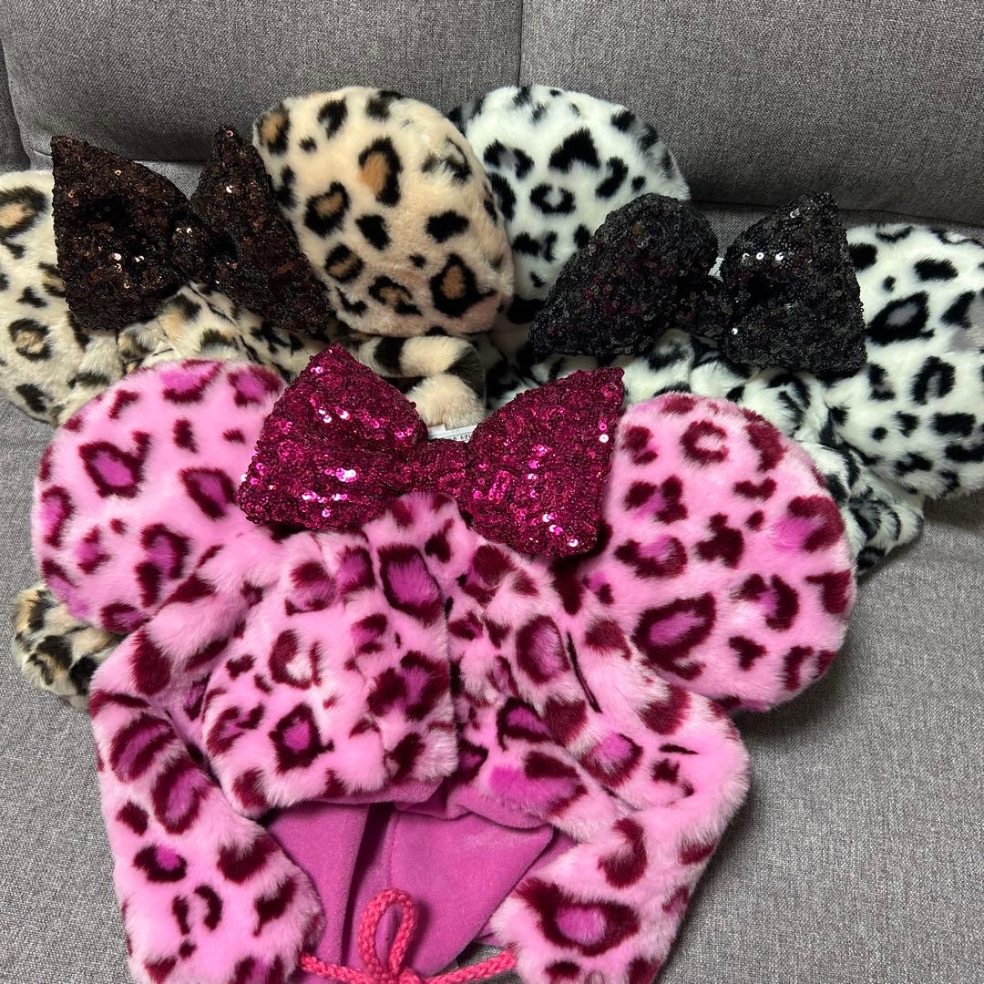 ヒョウ柄 ファンキャップ(ピンク、茶色、白)ショルダーバック