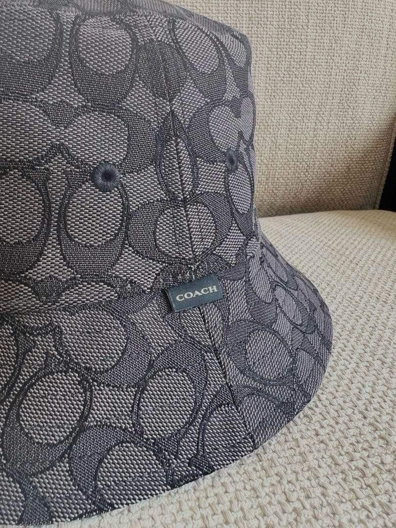 COACH バケットハット グレー系ロゴパターン M/Lサイズ