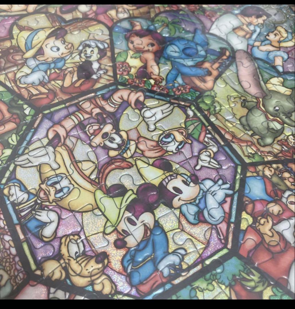 ディズニー ホログラム ジグソーパズル オールスター ステンドグラス
