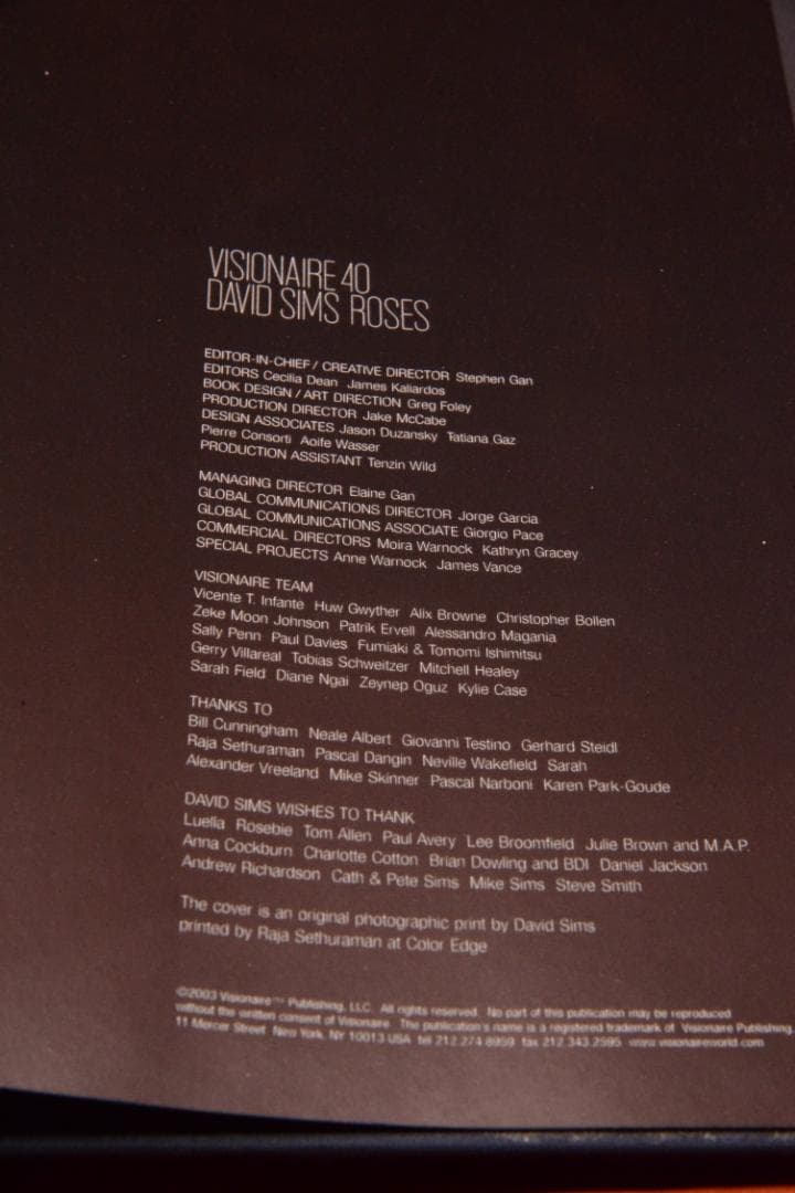 VISIONAIRE 40：DAVID SIMS ROSES　★★値下げしました