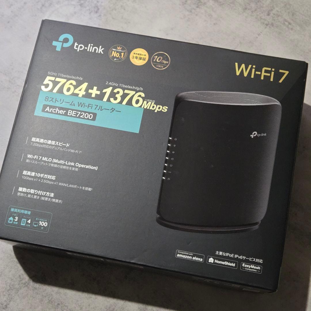 【新品•未使用】TP-Link Archer BE7200 Wi-Fi 7 TP-Link（ティーピーリンク） デュアルバンドWi-Fi 7ルーター｜Archer