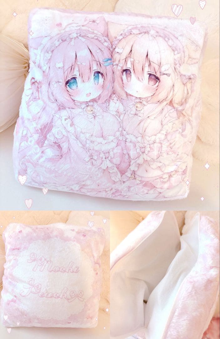 新品C107桃豆こまもちクッションブランケット♥グッズタペストリー