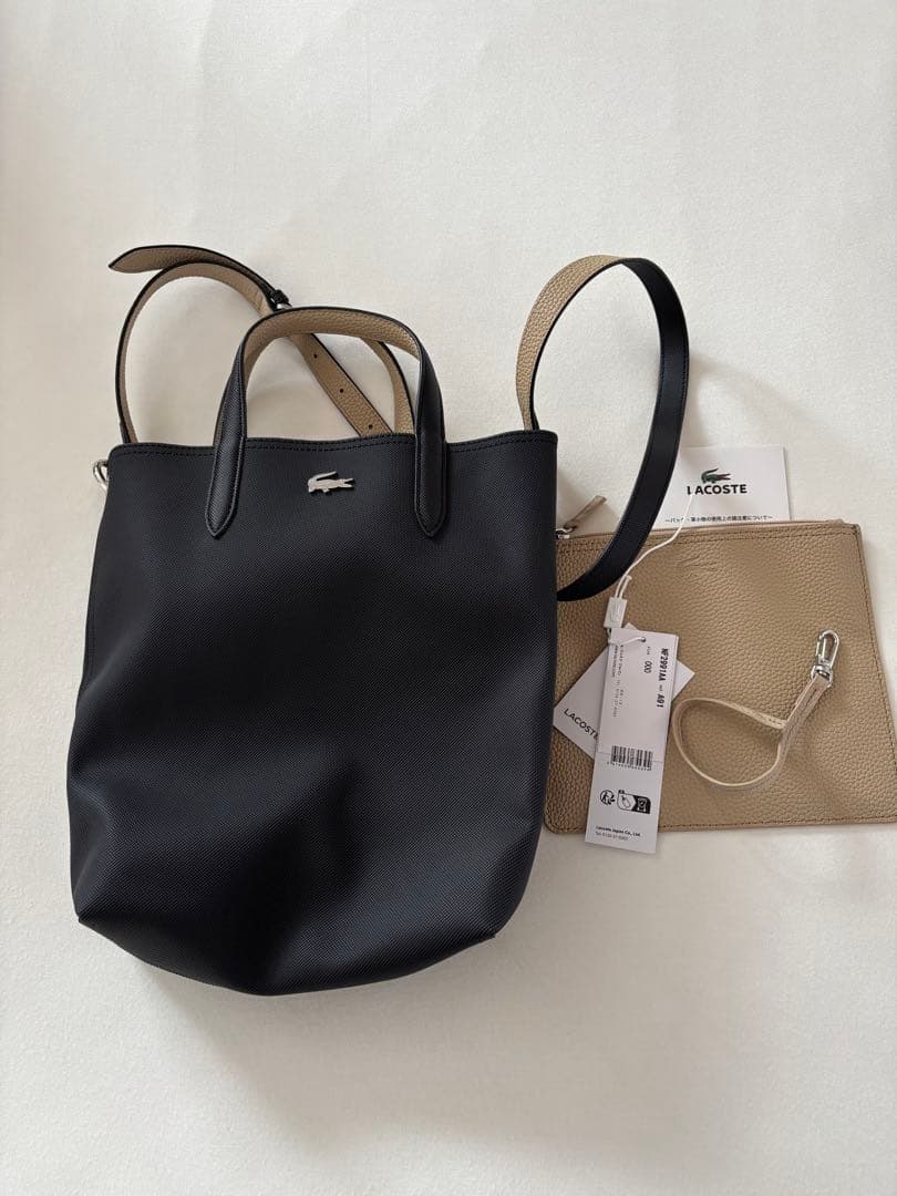ラコステ　リバーシブルトートバッグ　黒ベージュ 楽天市場】ラコステ リバーシブル トート バッグ LACOSTE NF2142AA