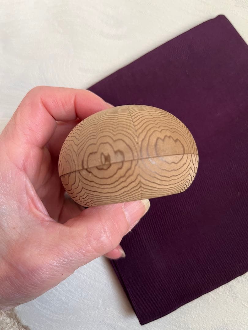 中川清司 人間国宝、重要無形文化財保持者 木製香合 茶道 木工芸 波状