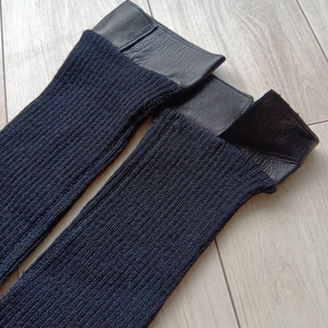 アントニオムローロ イタリア製ニット×ナッパ革 ロング手袋 注意ほつれ