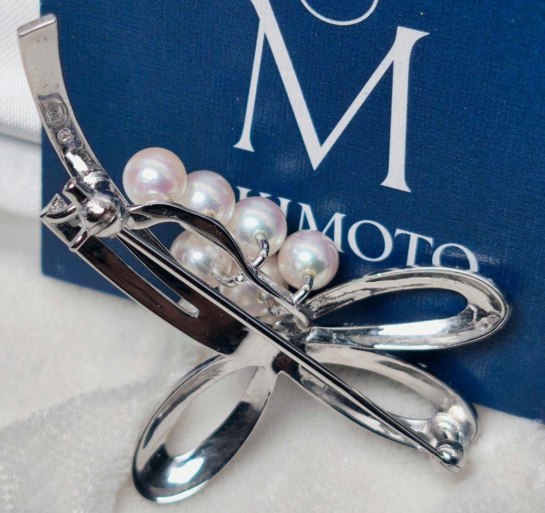 極美品 最高級】ミキモト ブローチ パール リボン 8珠 皇室御用達