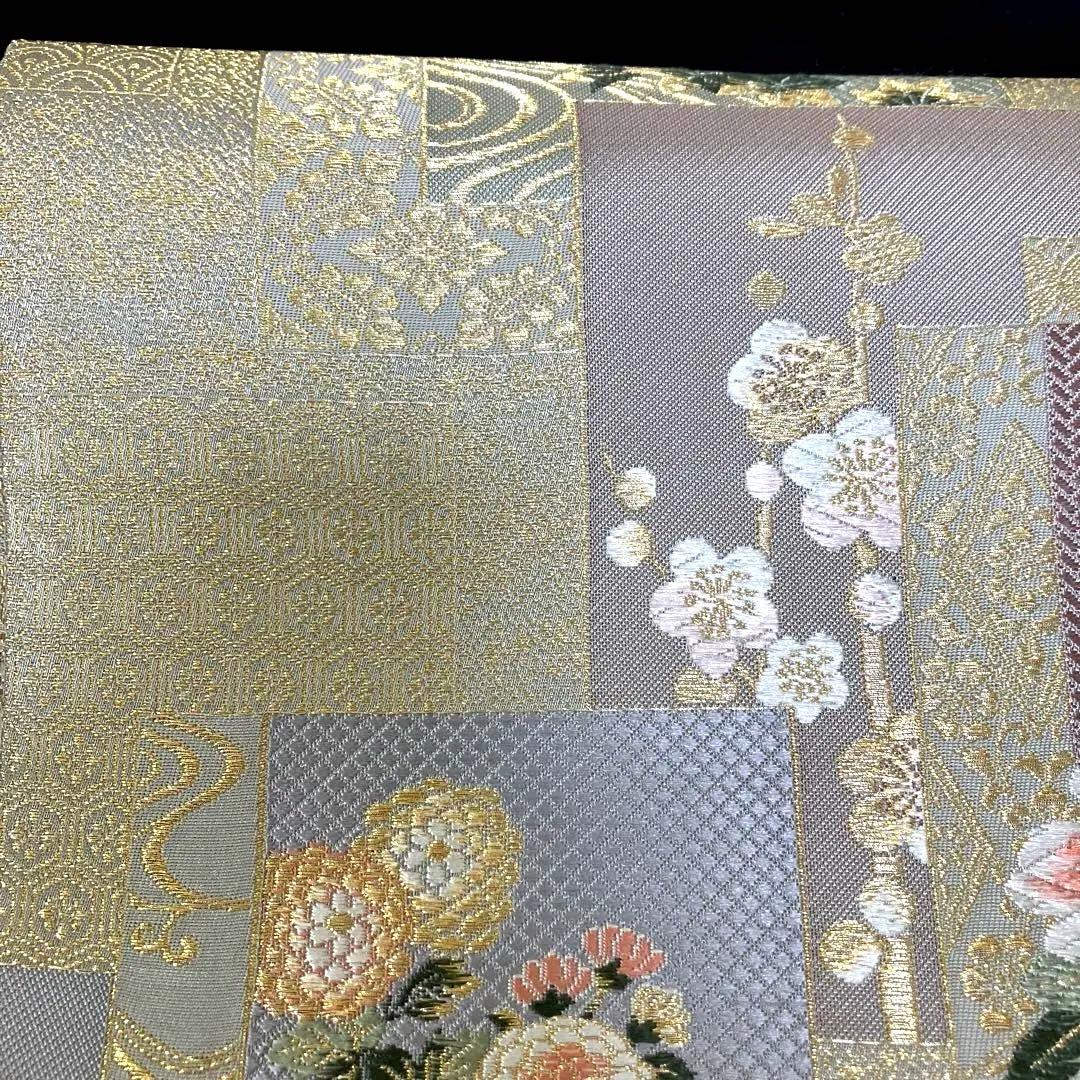 袋帯 ワンタッチ作り帯 マジックテープ 二重太鼓 付け帯【重ね色紙紋様