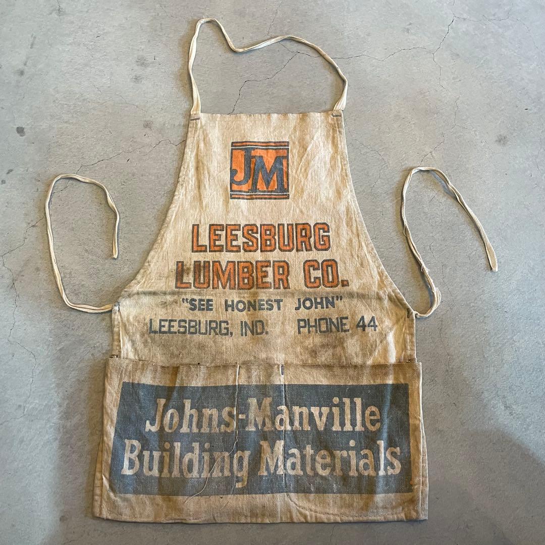 40s ワークエプロン　ビンテージ　染み込みプリント　apron vintage ビンテージ ワークエプロン【1940's~】Vintage Work Apron | 古着 通販
