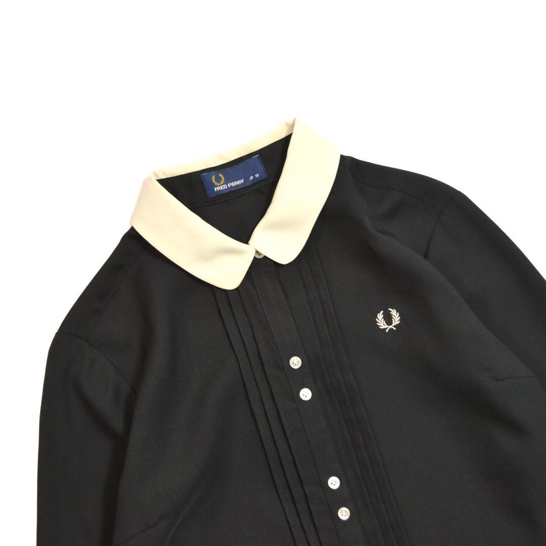 極美品】FRED PERRYフレッドペリー ピンタッククレリックシャツM黒