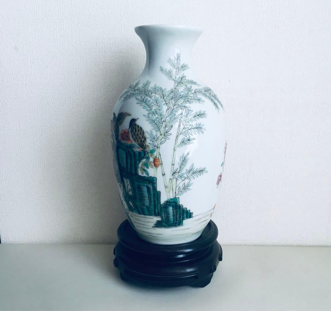 清朝乾隆宮廷琺琅彩竹菊鹌鹑图瓶 稀少芸術珍品 （上海博物館監製