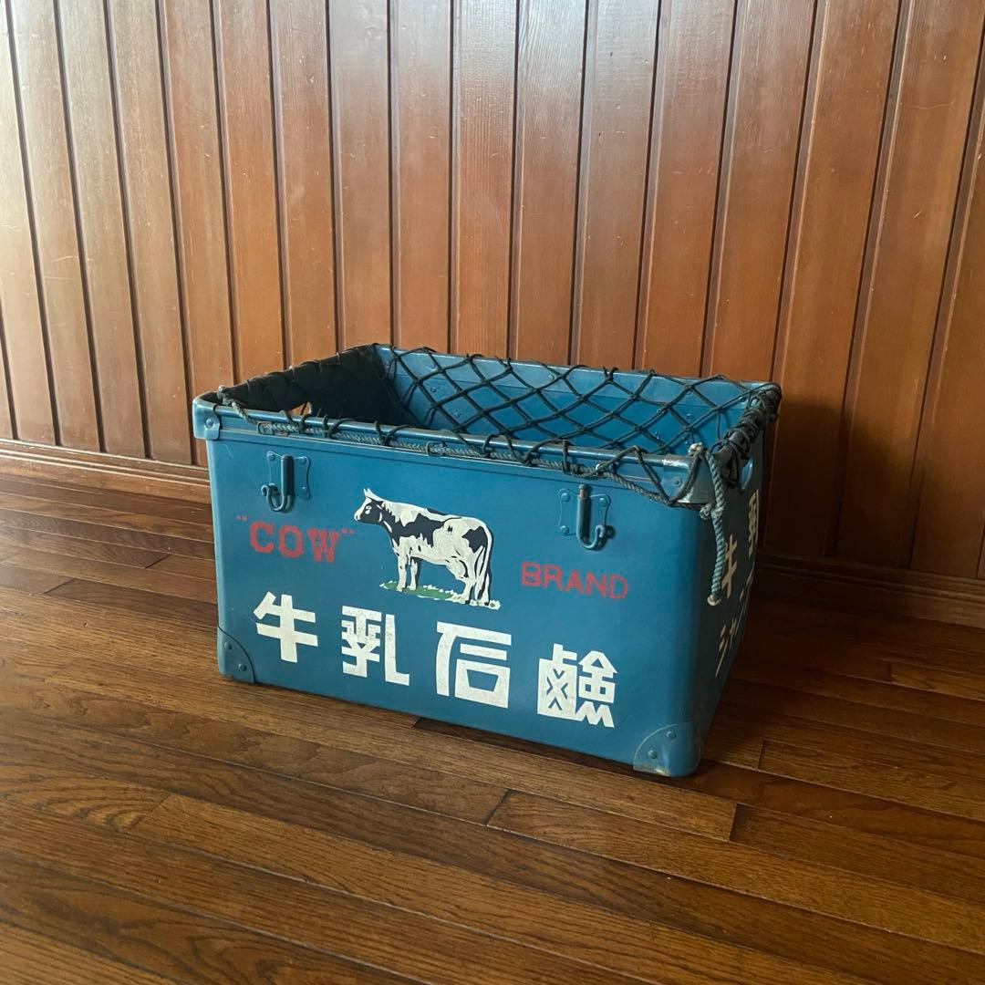 昭和レトロ ぼて箱 牛乳石鹸 美品 カブに 網付き ボテ箱 道具入れ