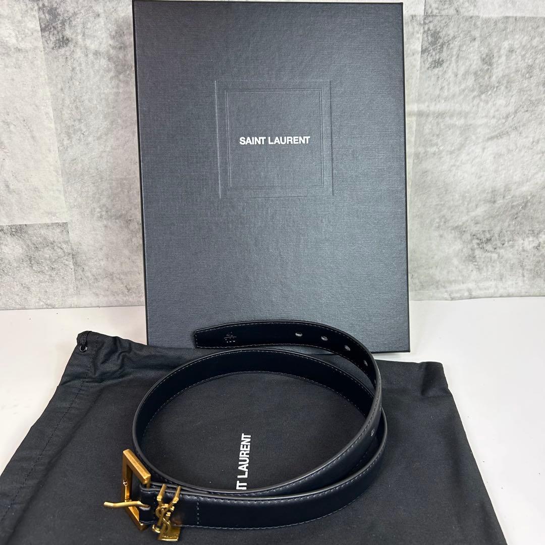極美品 付属品完備】サンローランパリ YSL ベルト ブラック ゴールド金具