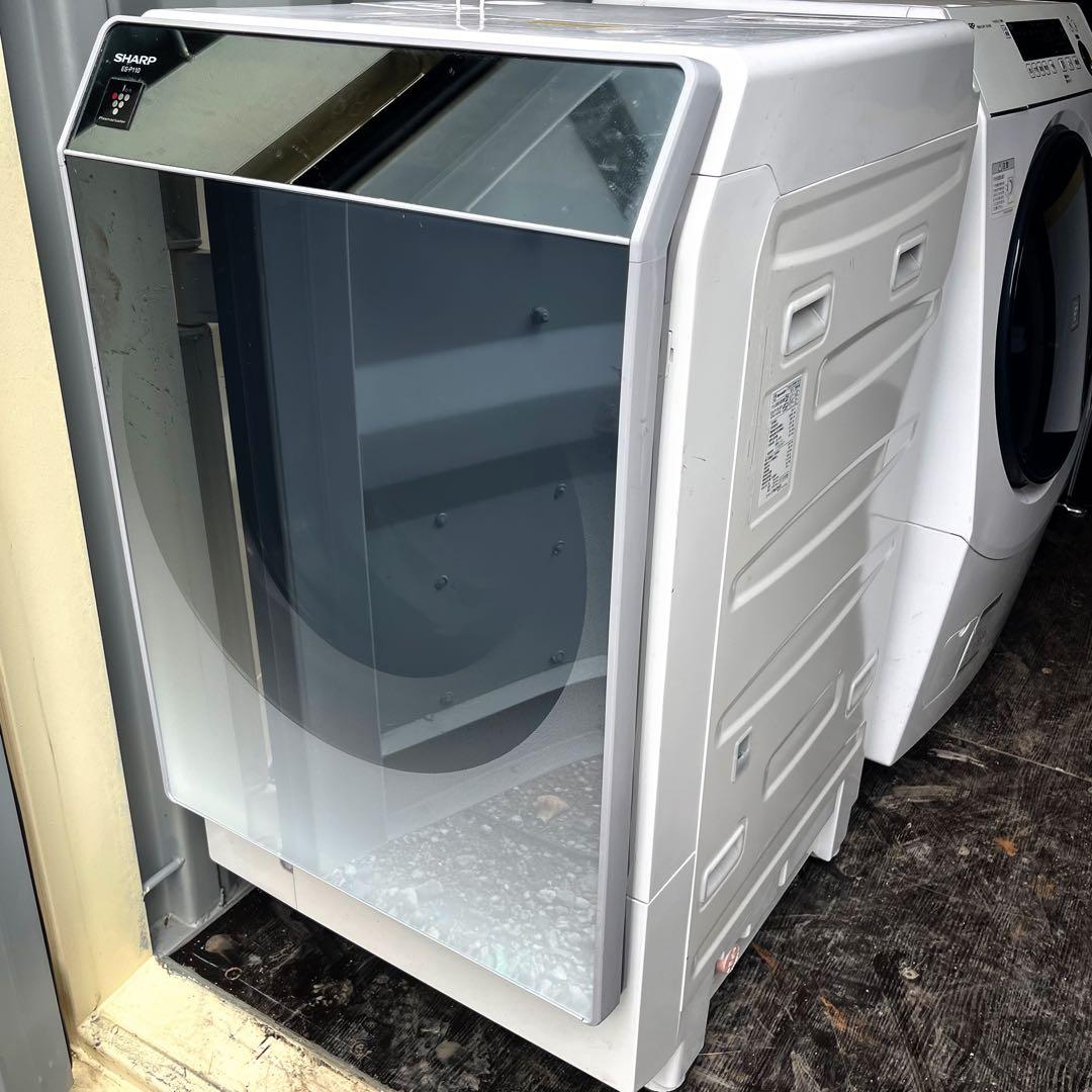 352取付無料！SHARP熱乾燥搭載 おしゃれミラーデザイン ドラム式洗濯機
